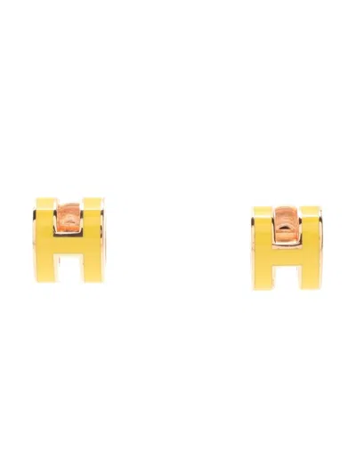 Pre-owned Hermes 2010s Mini Pop H Earrings In Pink