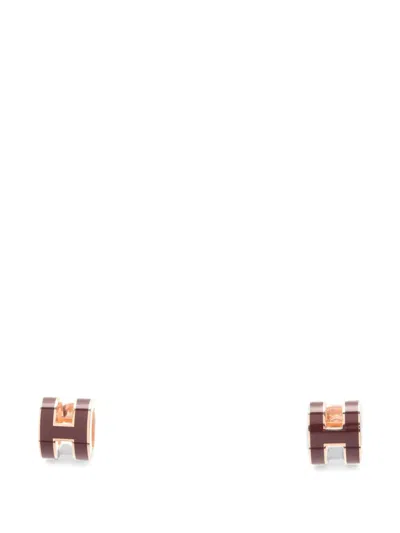 Pre-owned Hermes 2010s Mini Pop H Earrings In Pink