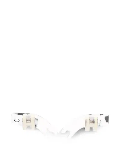 Pre-owned Hermes 2010s Mini Pop H Earrings In Silver