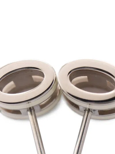 Pre-owned Hermes 2010s Mini Pop H Earrings In Silver