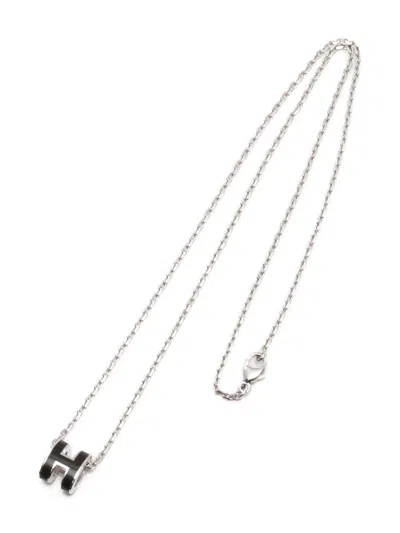Pre-owned Hermes 2010s Mini Pop H Letter Necklace In Silver