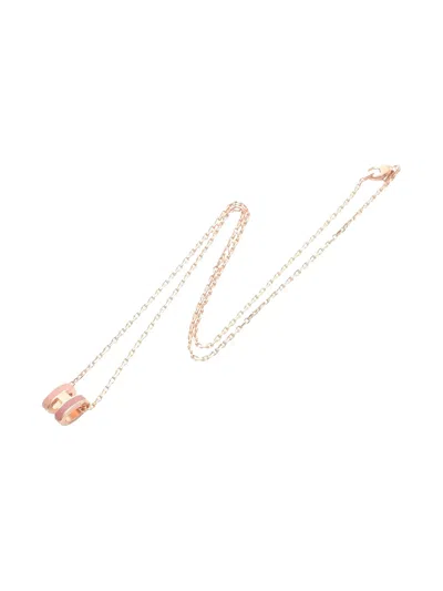 Pre-owned Hermes 2010s Mini Pop H Letter Pendant Necklace In Pink