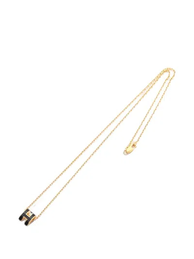 Pre-owned Hermes 2010s Mini Pop H Necklace In Gold