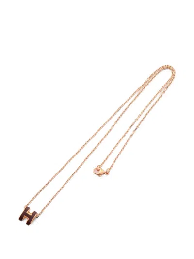 Pre-owned Hermes 2010s Mini Pop H Necklace In Gold