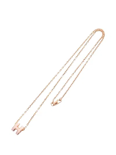 Pre-owned Hermes 2010s Mini Pop H Necklace In Gold