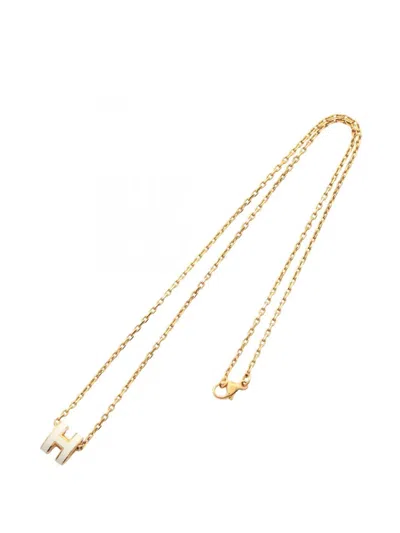 Pre-owned Hermes 2010s Mini Pop H Necklace In Gold