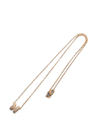 Pre-owned Hermes 2010s Mini Pop H Necklace In Gold