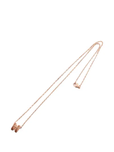 Pre-owned Hermes 2010s Mini Pop H Necklace In Pink