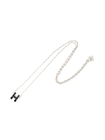 Pre-owned Hermes 2010s Mini Pop H Necklace In Silver