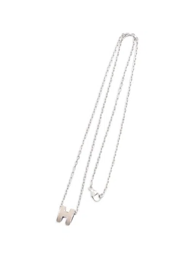 Pre-owned Hermes 2010s Mini Pop H Necklace In Silver