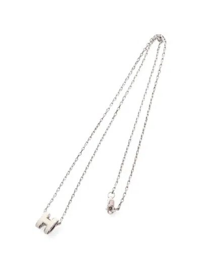 Pre-owned Hermes 2010s Mini Pop H Necklace In Silver