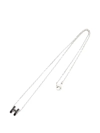 Pre-owned Hermes 2010s Mini Pop H Necklace In Silver