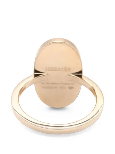 Pre-owned Hermes 2010s Mm Chaine D'ancre Verso Diamond Ring In Gold