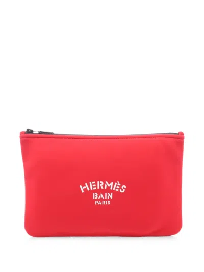 Pre-owned Hermes 2010s Mm Neoban Pouch In Red