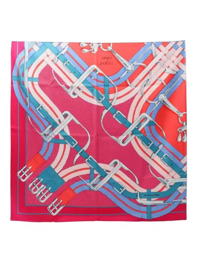 Pre-owned Hermes 2010s Mors A Jouets Carré 90 Scarf In Pink