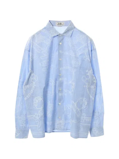 Pre-owned Hermes 2010s Mors Et Gourmettes Shirt In Blue