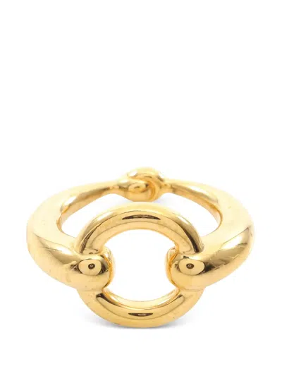 Pre-owned Hermes 2010s Mors Scarf Ring In Gold