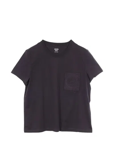 Pre-owned Hermes 2010s Mosaic-embroidered T-shirt In Black