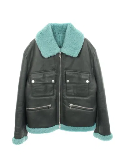 Pre-owned Hermes 2010s Mouton Zip-up Jacket In Black