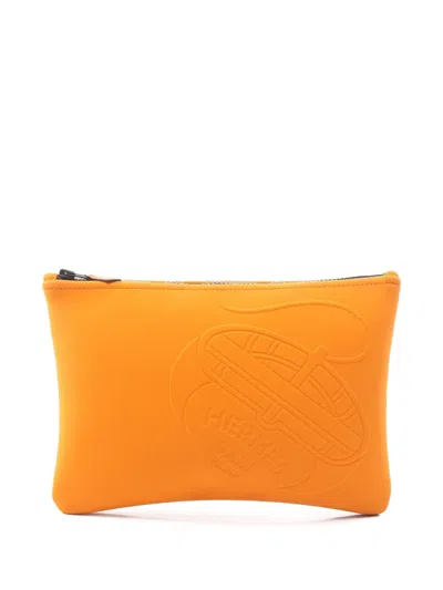 Pre-owned Hermes 2010s Neobain Thalassa Mm Pouch In Orange