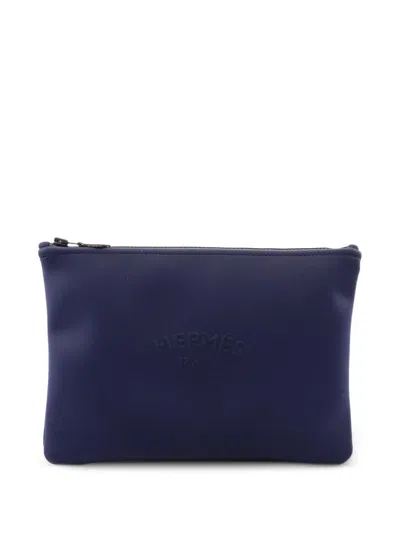 Pre-owned Hermes 2010s Neoban Mm Pouch In Blue