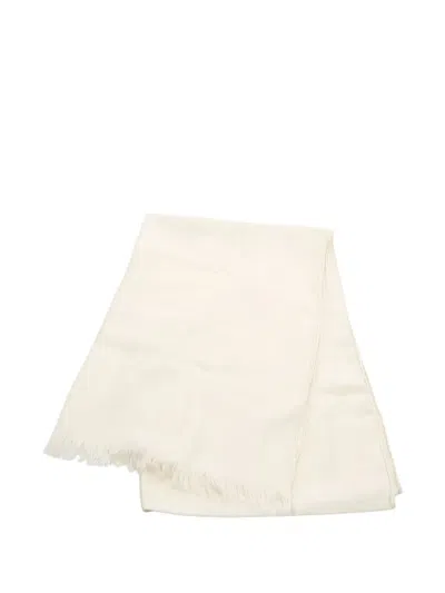 Pre-owned Hermes 2010s New Libris Fringed-edge Shawl In White