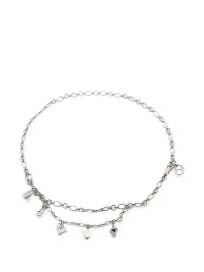 Pre-owned Hermes 2010s Olga Charm Chain Belt In Silver