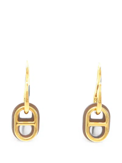 Pre-owned Hermes 2010s O'maillon Chaine D'ancre Earrings In Gold
