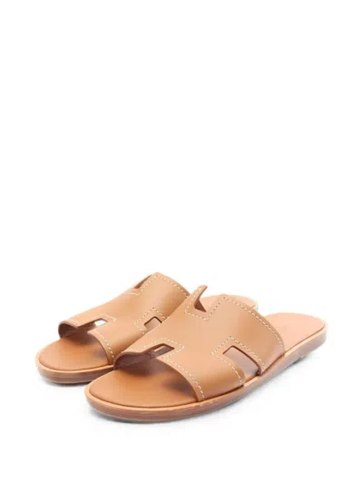 Pre-owned Hermes 2010s Oran Flat Sandals In Brown