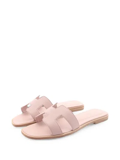 Pre-owned Hermes 2010s Oran Open-toe Sandals In 粉色