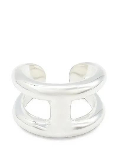 Pre-owned Hermes 2010s Osmo's Pm Ring In Silver