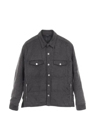 Pre-owned Hermes 2010s Padded Shirt Jacket In Grey