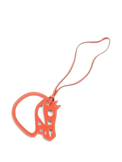 Pre-owned Hermes 2010s Paddock Cheval Bag Charm In Orange