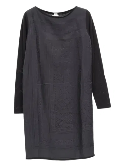 Pre-owned Hermes 2010s Paisley-panel Knit Dress In Black