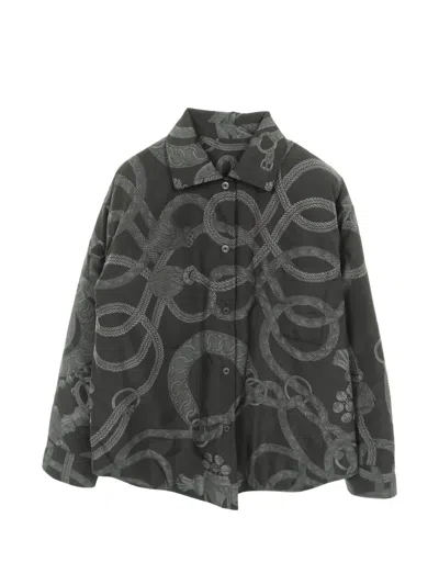 Pre-owned Hermes 2010s Palefroi Remix Reversible Quilted Overshirt In Green