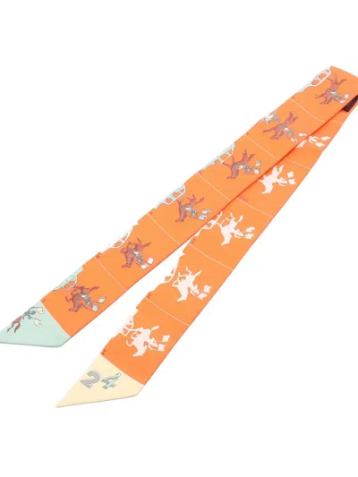 Pre-owned Hermes 2010s Parade Printed Scarf In Orange
