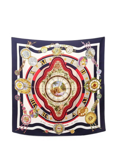 Pre-owned Hermes 2010s Parmi Les Fleurs Scarf In Blue