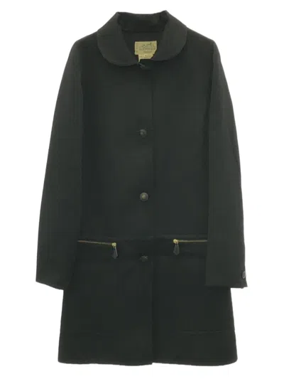 Pre-owned Hermes 2010s Peter Pan-collar Coat In Black