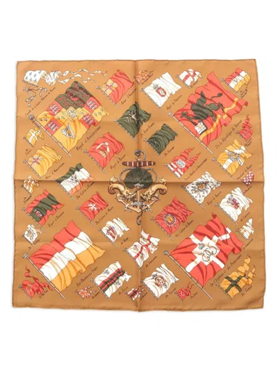 Pre-owned Hermes 2010s Petit Carré Silk Scarf In Brown