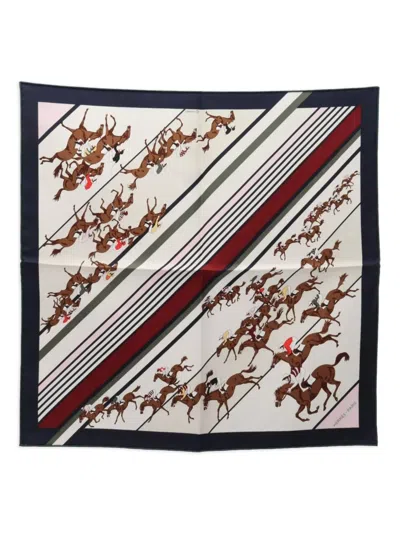 Pre-owned Hermes 2010s Petit Carrés 45 Gavroche Les Courses Silk Scarf