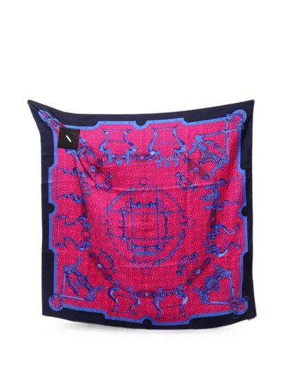 Pre-owned Hermes 2010s Petit H Bits And Gourmettes Scarf In Pink