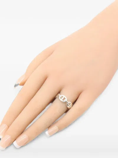 Pre-owned Hermes 2010s Pm Chaîne D'ancre Anchene Ring In Silver