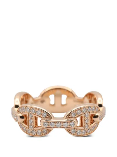 Pre-owned Hermes 2010s Pm Chaine D'ancre Enchaînée Diamond Ring In Pink