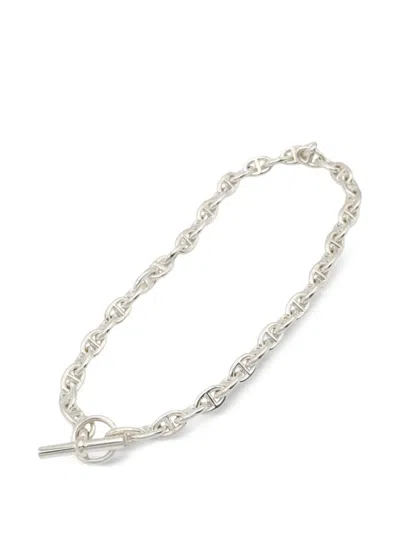 Pre-owned Hermes 2010s Pm Chaîne D'ancre Necklace In Silver