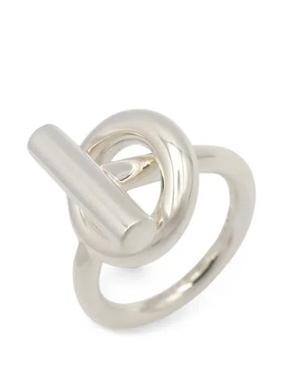 Pre-owned Hermes 2010s Pm Échappée Ring In Silver