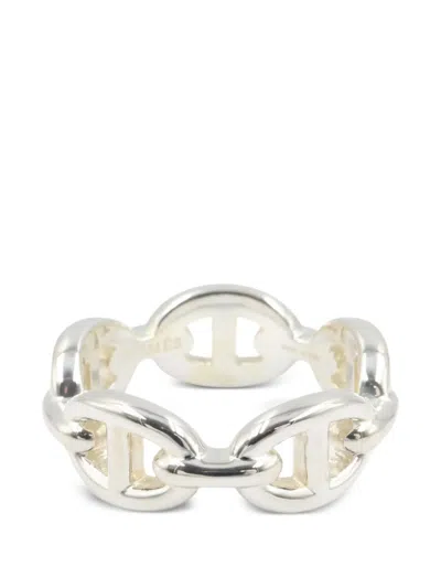Pre-owned Hermes 2010s Pm Enchaînée Ring In Silver