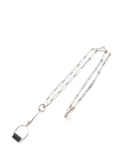 Pre-owned Hermes 2010s Pm Heritage Equestre Necklace In Silver