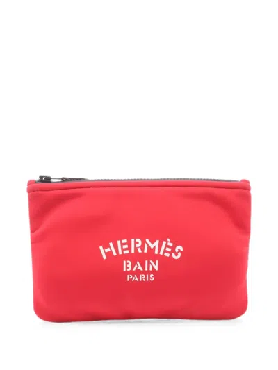 Pre-owned Hermes 2010s Pm Neoban Trousse Toilet Bag In Red
