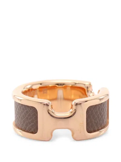 Pre-owned Hermes 2010s Pm Olymp Leather Ring In Gold