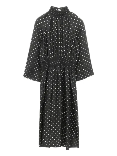 Pre-owned Hermes 2010s Polka-dot Dress In Black